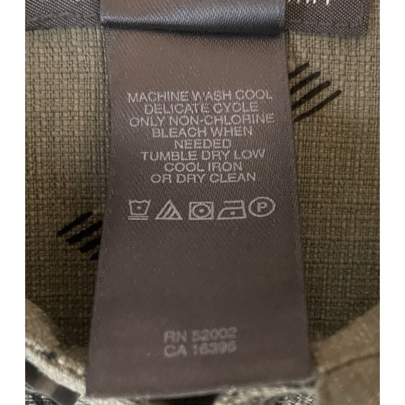 Crazy Horse A Claiborne Company 100% Silk Button Up Short Sleeve Shirt XL Olive - Picture 11 of 14